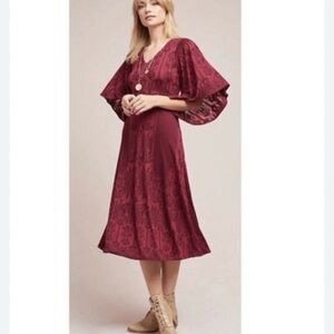 Anthro Akemi + Kin Isolde Bell Sleeve Boho Witchy Hippie Dress Sz S NWOt